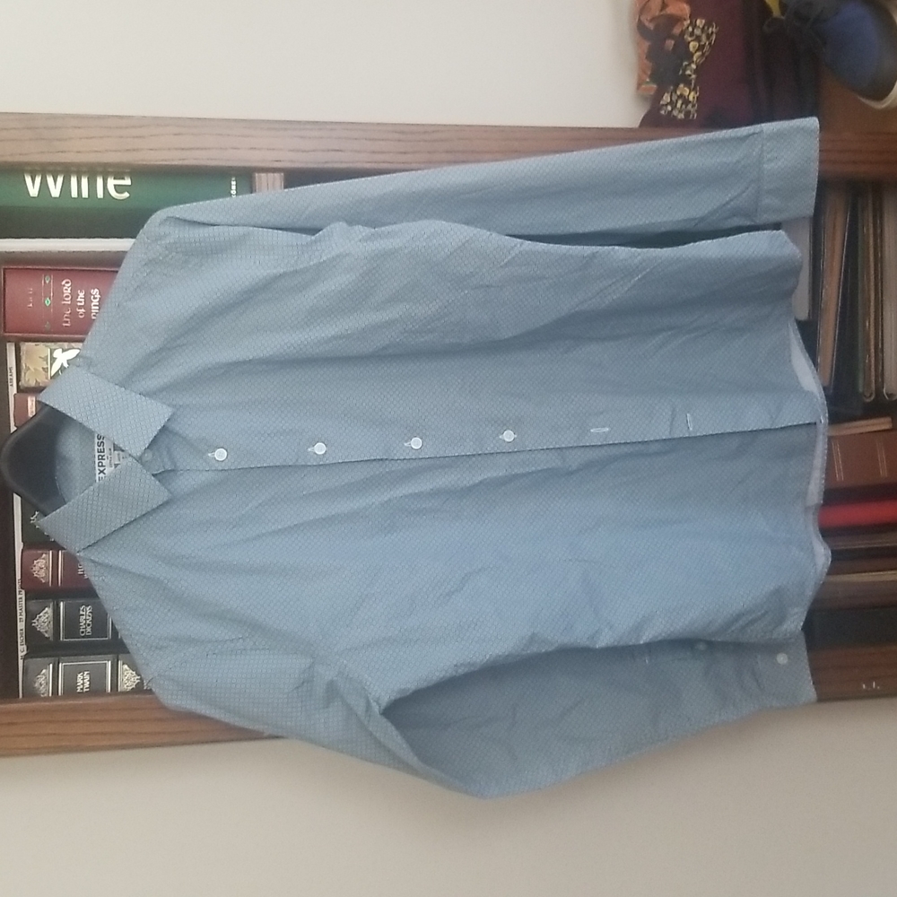 Express Extra Slim Ls Pattern Blue Button Down Sh… - image 1